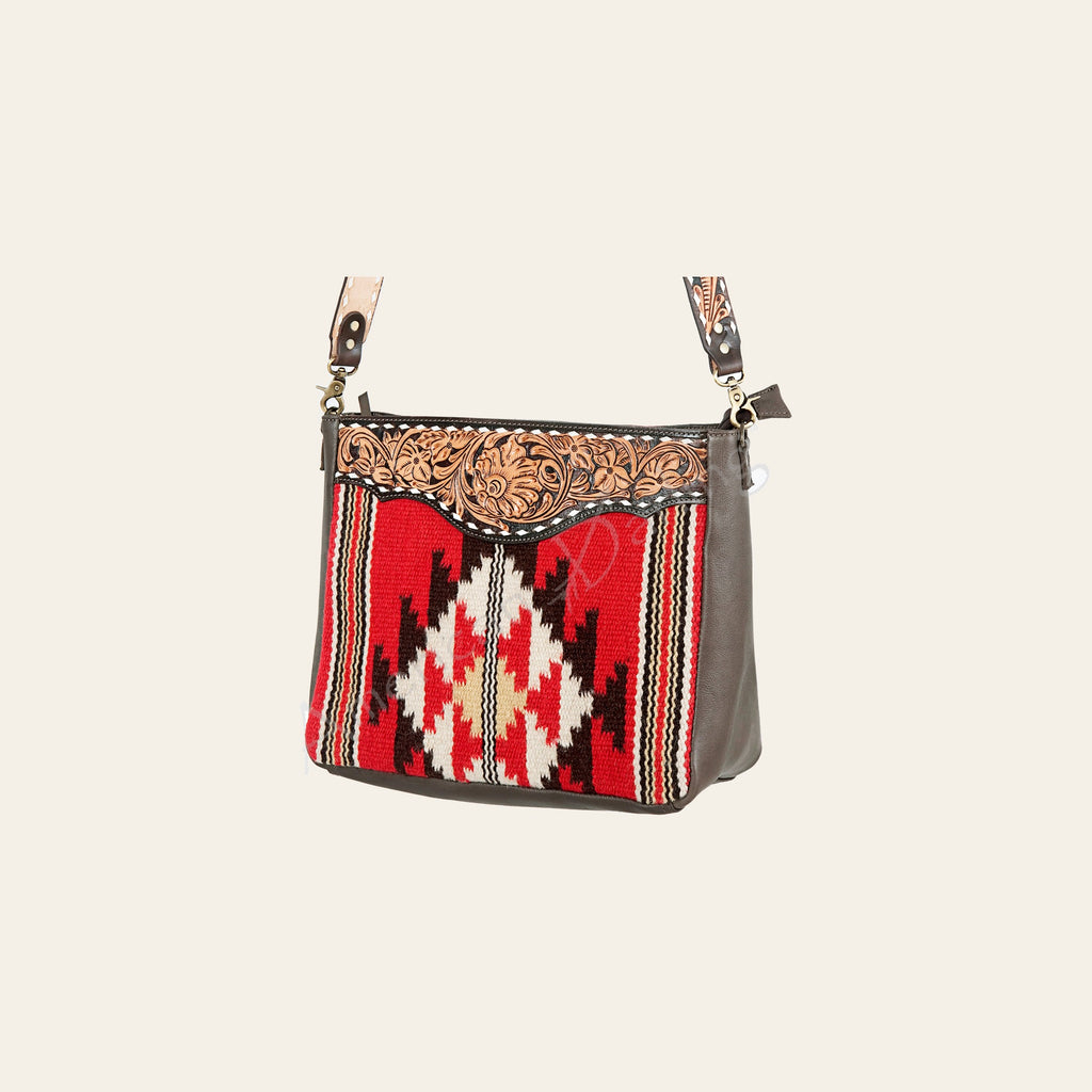 American Darling Envelope Hand Woven Saddle Blanket Floral Tooled Genuine Leather Buck Stitched Western Accessories