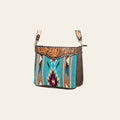 American Darling Women's Hand Tooled Floral Carved Leather Cross body Bag with Hand-Woven Saddle Blanket and Buck Stitching