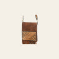 American Darling Women's Hand Tooled Floral Carved Leather Messenger with Fringes, Buck Stitching, and Eco-Friendly Full Grain Leather