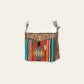 American Darling Women's Hand Tooled Floral Carved Leather Cross body Bag with Hand Woven Saddle Blanket and Buck Stitching
