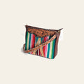 American Darling Women's Hand Tooled Floral Carved Leather Cross body Bag with Hand Woven Saddle Blanket and Buck Stitching