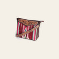 American Darling Women's Hand Tooled Floral Carved Leather Large Cross body Bag with Hand Woven Saddle Blanket and Buck Stitching
