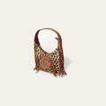 American Darling Genuine Leather Tote Bag for Women Hair-On Cowhide Floral Carved Purse with Fringes, Turquoise Concho & YKK Zipper