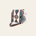 American Darling Large Cross body Bag Hand Woven Saddle Blanket Vegetable-Tanned Genuine Leather Floral Carved Turquoise Concho