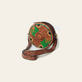American Darling Canteen Bag for Women - Hand Tooled Floral Carved Genuine Leather Round Crossbody with YKK Zipper