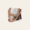 American Darling Genuine Leather Messenger Bag Women Hair-On Cowhide Floral Hand Tooled Purse with Fringe YKK Zipper