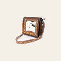 American Darling Genuine Leather Messenger Bag Women Hair-On Cowhide Floral Hand Tooled Purse YKK Zipper Full Grain