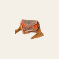 American Darling Genuine Leather Envelope Bag Women Floral Hand Tooled Purse with Fringe YKK Zipper Full Grain Crossbody