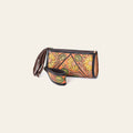 American Darling Genuine Leather Wristlet Bag Women Floral Hand Tooled Purse with Tassels YKK Zipper Full Grain