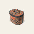 American Darling Genuine Leather Jewelry Case Women Floral Hand Tooled Organizer YKK Zipper Full Grain