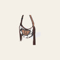 American Darling Hand Tooled Floral Carved Hair-On Cowhide Genuine Leather Fringe Hobo Bag Vegetable-Tanned Eco-Friendly