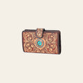 American Darling Hand Tooled Floral Carved Genuine Leather Clutch Bag Vegetable-Tanned Eco-Friendly Western Wallet