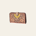 American Darling Hand Tooled Floral Carved Genuine Leather Braided Clutch Bag Vegetable-Tanned Eco-Friendly Western Wallet