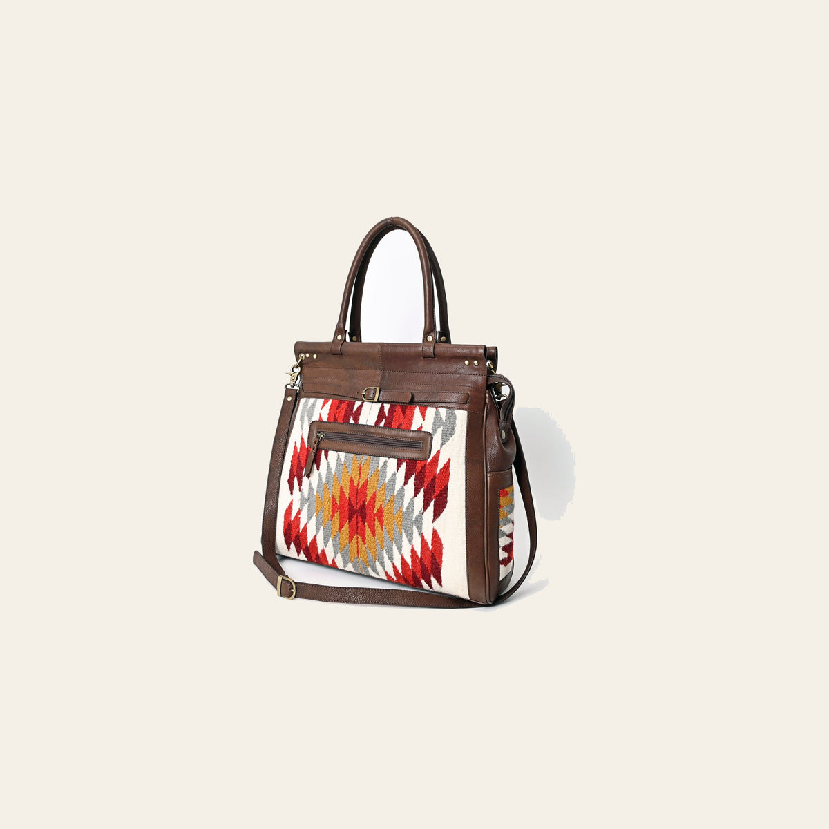 American Darling Hand Woven Saddle Blanket Genuine Leather Tote Bag Vegetable-Tanned Eco-Friendly Western Everyday