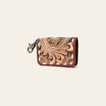 American Darling Hand Tooled Floral Carved Leather Card-Holder Vegetable-Tanned Genuine Leather Western Wallet with Clip