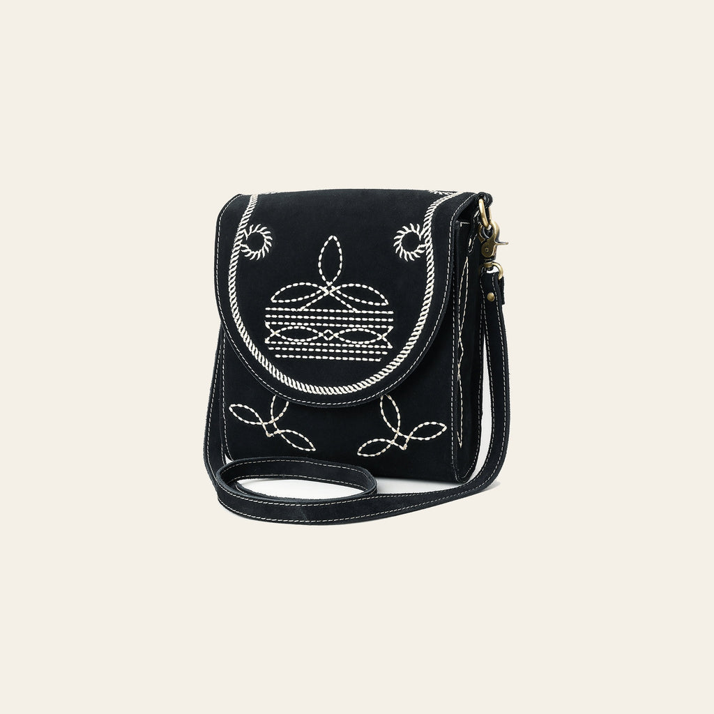 American Darling Suede Genuine Leather Cross body Bag Boot Stitched Embroidery Vegetable-Tanned Western Purse