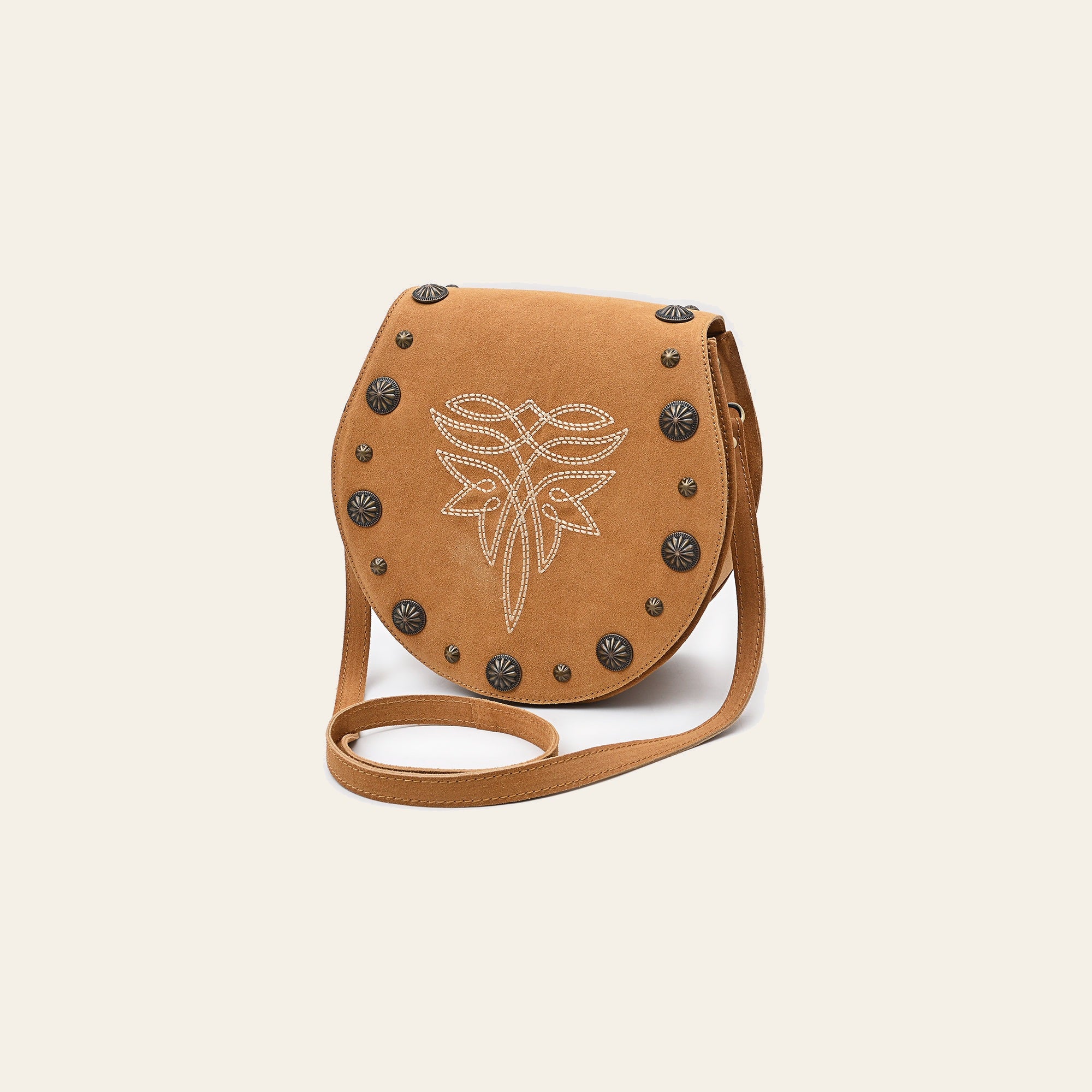 American Darling Cross body Bag Western Suede Leather Purse with Boot Stitched Design Concho and YKK Zipper for Women