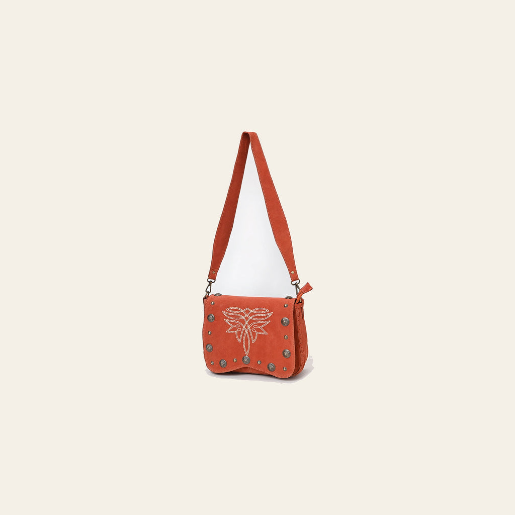 American Darling Genuine Leather Cross body Bag Handcrafted Concho Embroidery Eco-Friendly Vegetable Tanned Full Grain Leather