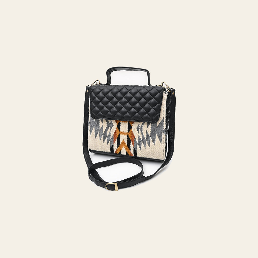 American Darling Quilted Leather Cross body Bag - Hand Woven Saddle Blanket Eco-Friendly Vegetable Tanned Full Grain Purse