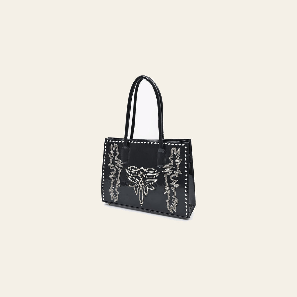 American Darling Embroidered Genuine Leather Tote Bag - Buck-stitched Eco-Friendly Vegetable Tanned Full Grain Purse