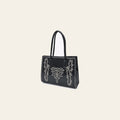 American Darling Embroidered Genuine Leather Tote Bag - Buck-stitched Eco-Friendly Vegetable Tanned Full Grain Purse