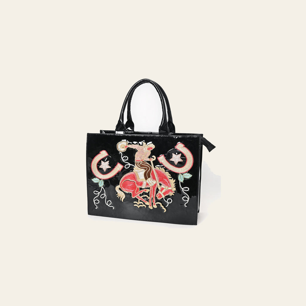 American Darling Handcrafted Embroidered Genuine Leather Tote Bag - Eco-Friendly Vegetable Tanned Full Grain Western Purse