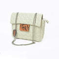 American Darling Cream Quilted Crossbody Bag with Tooled Leather Accent