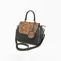 American Darling Dark Brown Quilted Satchel with Floral Tooled Leather Flap