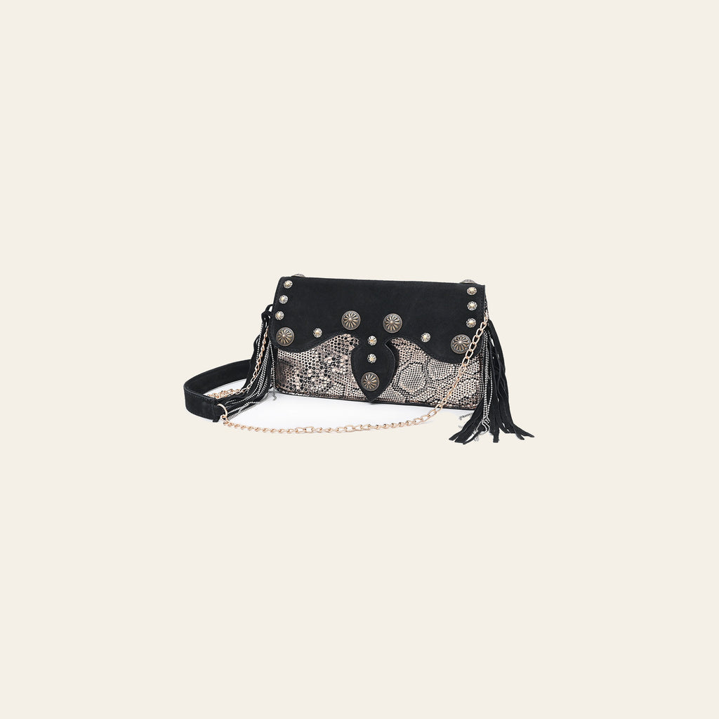 American Darling Cross body Bag Western Suede Genuine Leather Purse with Concho Fringes and YKK Zipper for Women