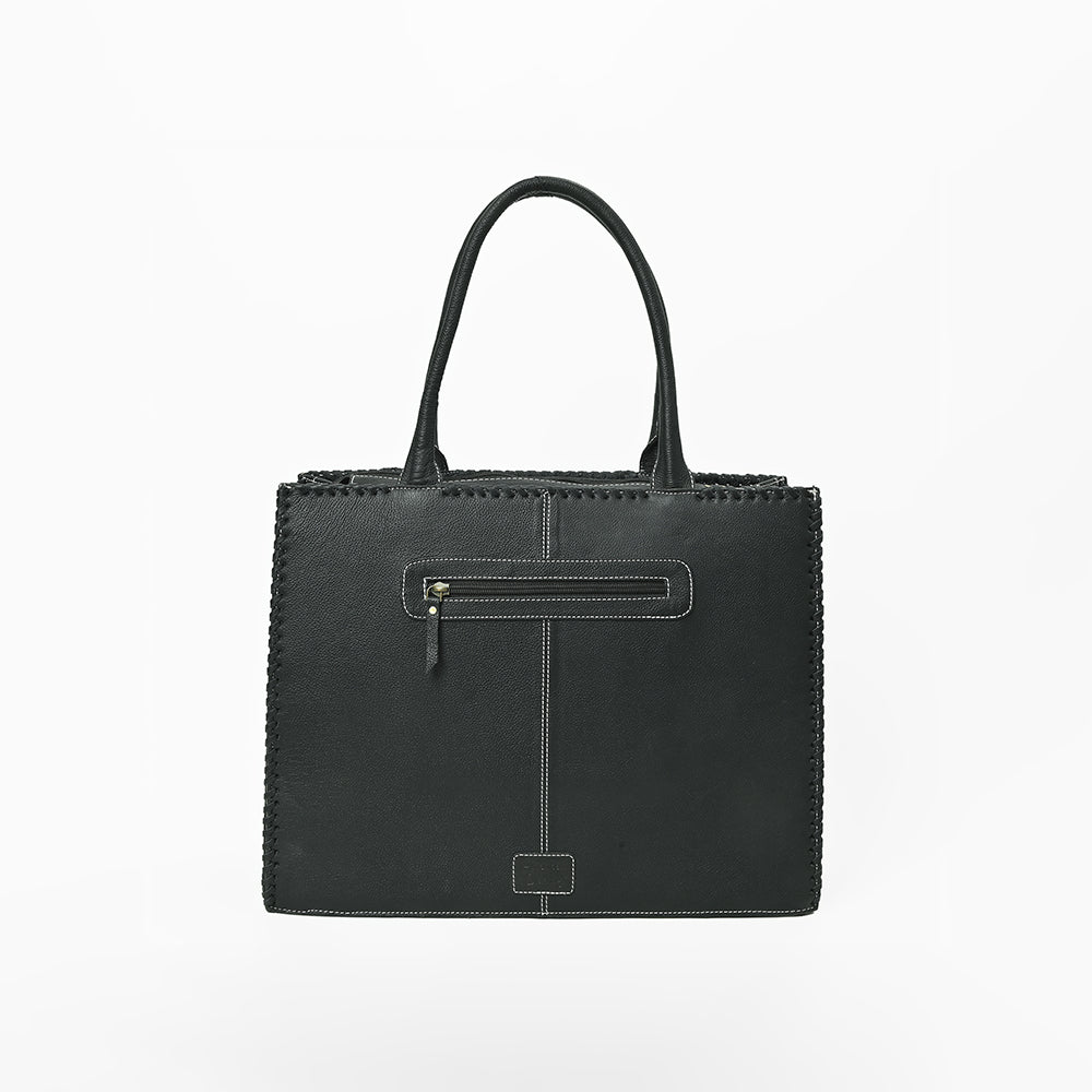 American Darling Black Western Embroidered Tote Bag with White Cactus Details