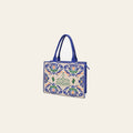 American Darling Western Tote Bag, Embroidered Canvas with Vegetable-Tanned Genuine Leather Trim, Large Boho Handbag for Women