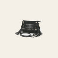 American Darling Cross body Bag for Women, Hand Tooled Floral Leather & Genuine Suede with Fringes, Western Concho & YKK Zipper