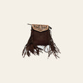 American Darling Small Cross body Bag, Hand Tooled Floral Leather with Fringes & Braided Detail, 8in (H) X 6in (W)