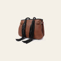 American Darling Tote Bag, Riveted Genuine Leather with Braided Handles and Long Fringes, Western Style, Handcrafted