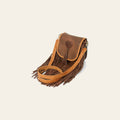 American Darling Cross body Bag, Handcrafted Genuine Leather with Long Fringes and Braided Detail, 7in (H) X 7in (W) X 4in (D)