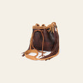 American Darling Bucket bag, Handcrafted Genuine Leather Western Purse with Fringes & Braided Strap, 10in X 9in X 7in
