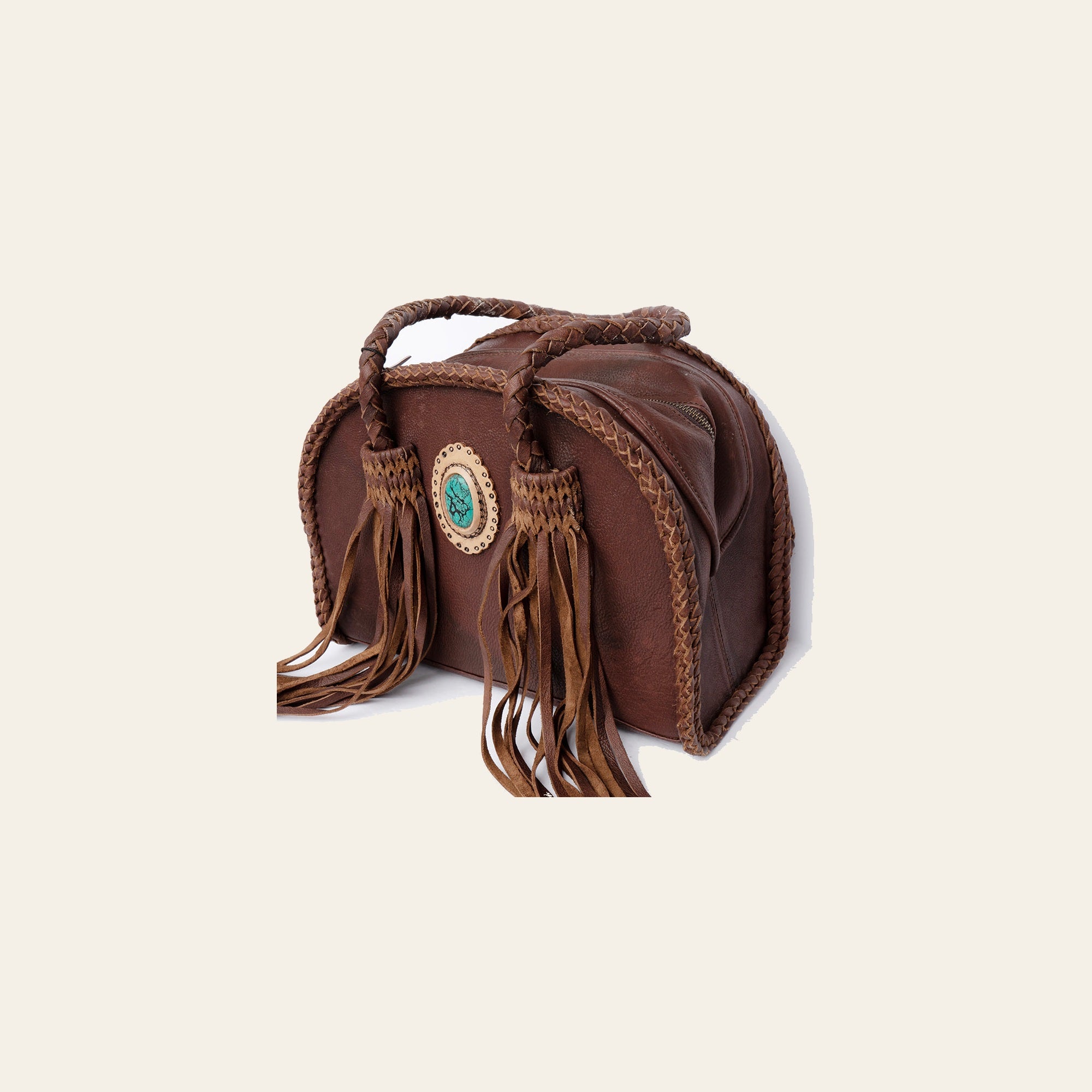 American Darling Tote Bag, Genuine Vegetable-Tanned Leather, Braided Trim and Fringes, Western Handcrafted Handbag for Women