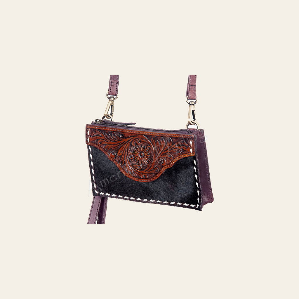American Darling Cross Body Hand Tooled Hair On Genuine Leather Western Women Bag Handbag Purse | Crossbody for Cute