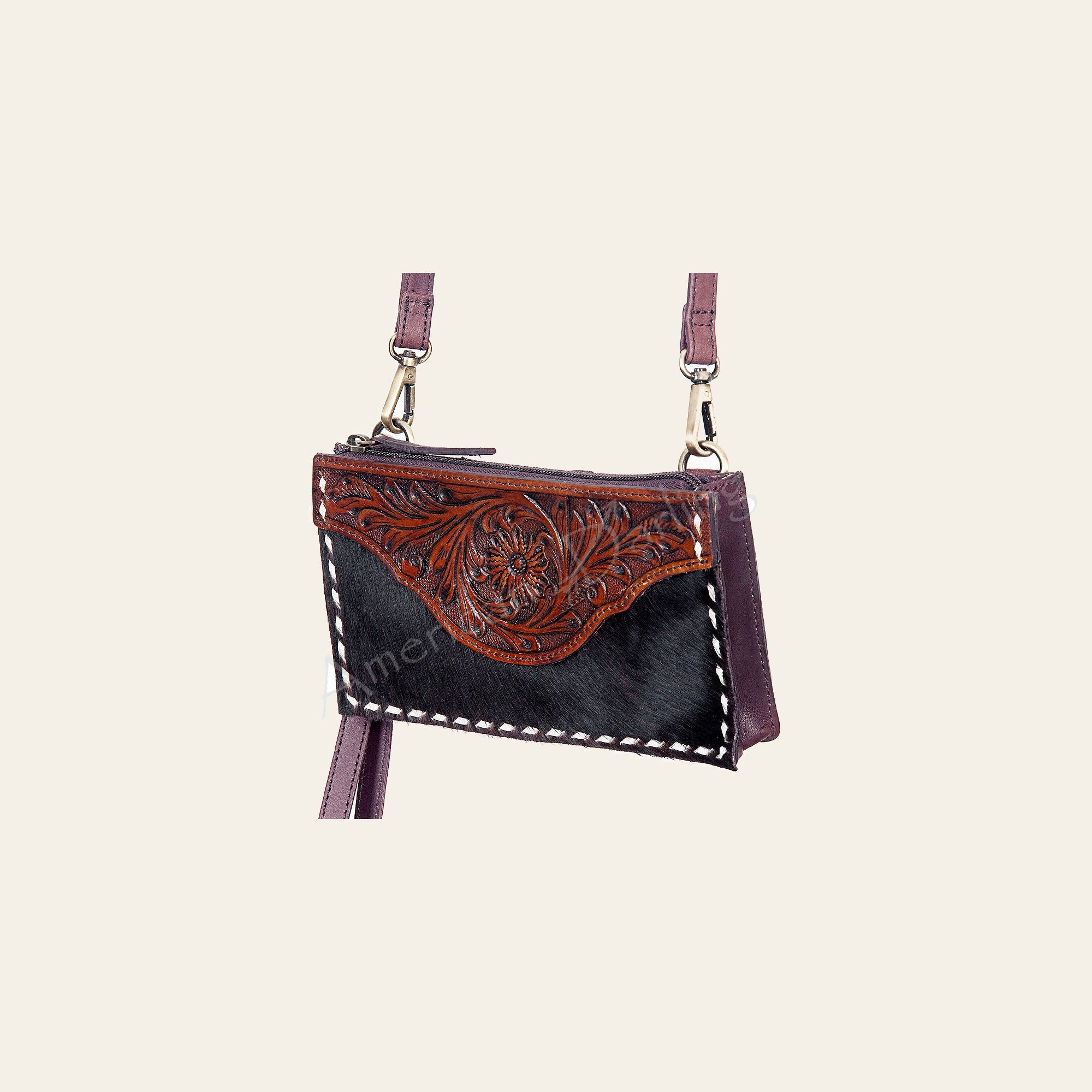 American Darling Cross Body Hand Tooled Hair On Genuine Leather Western Women Bag Handbag Purse | Crossbody for Cute