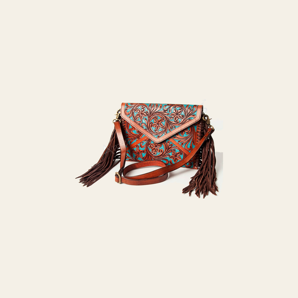 American Darling Envelope Hand Tooled Genuine Leather Women Bag Western Handbag Purse