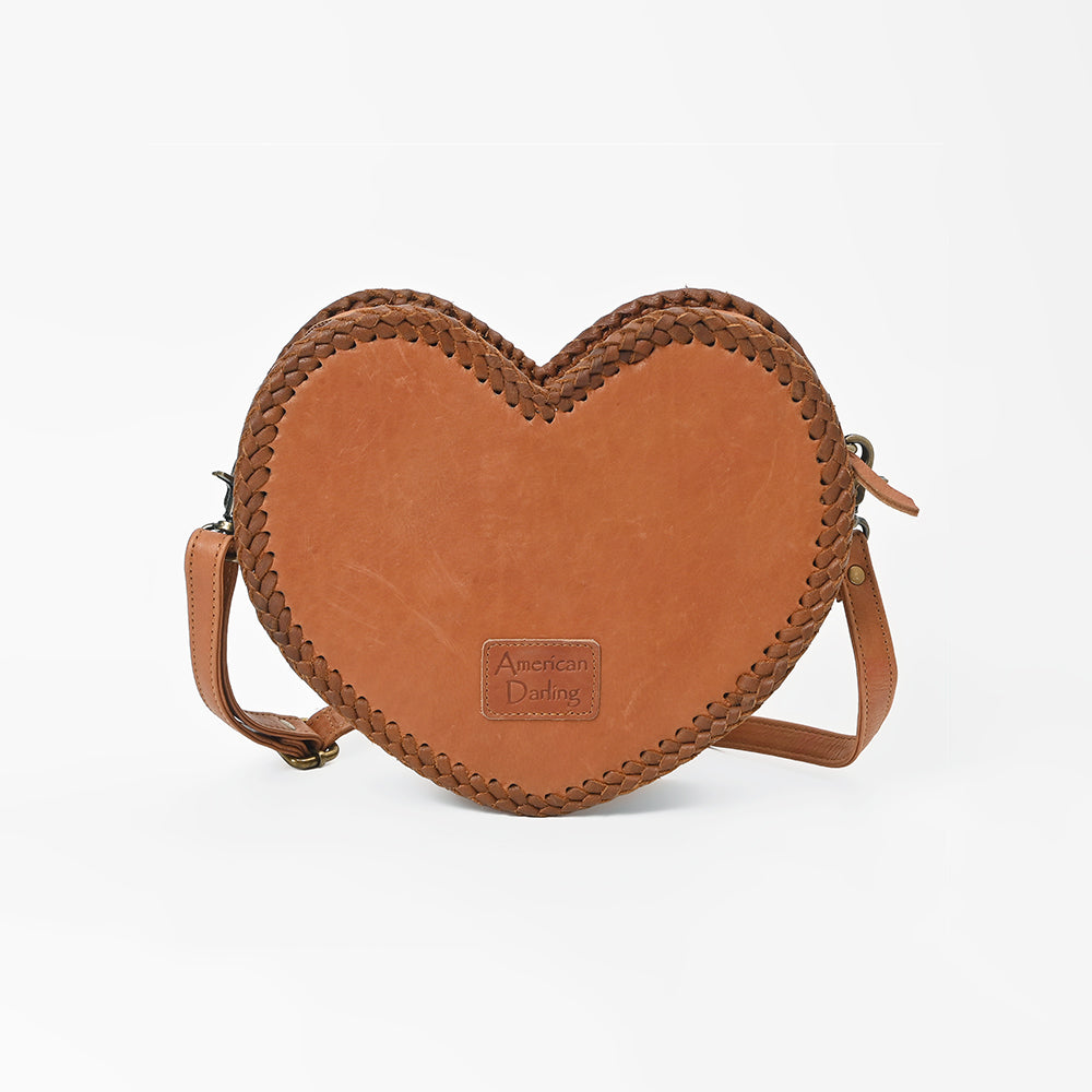 American Darling Heart‑Shaped Handbag – Western Motif with Bull Skull