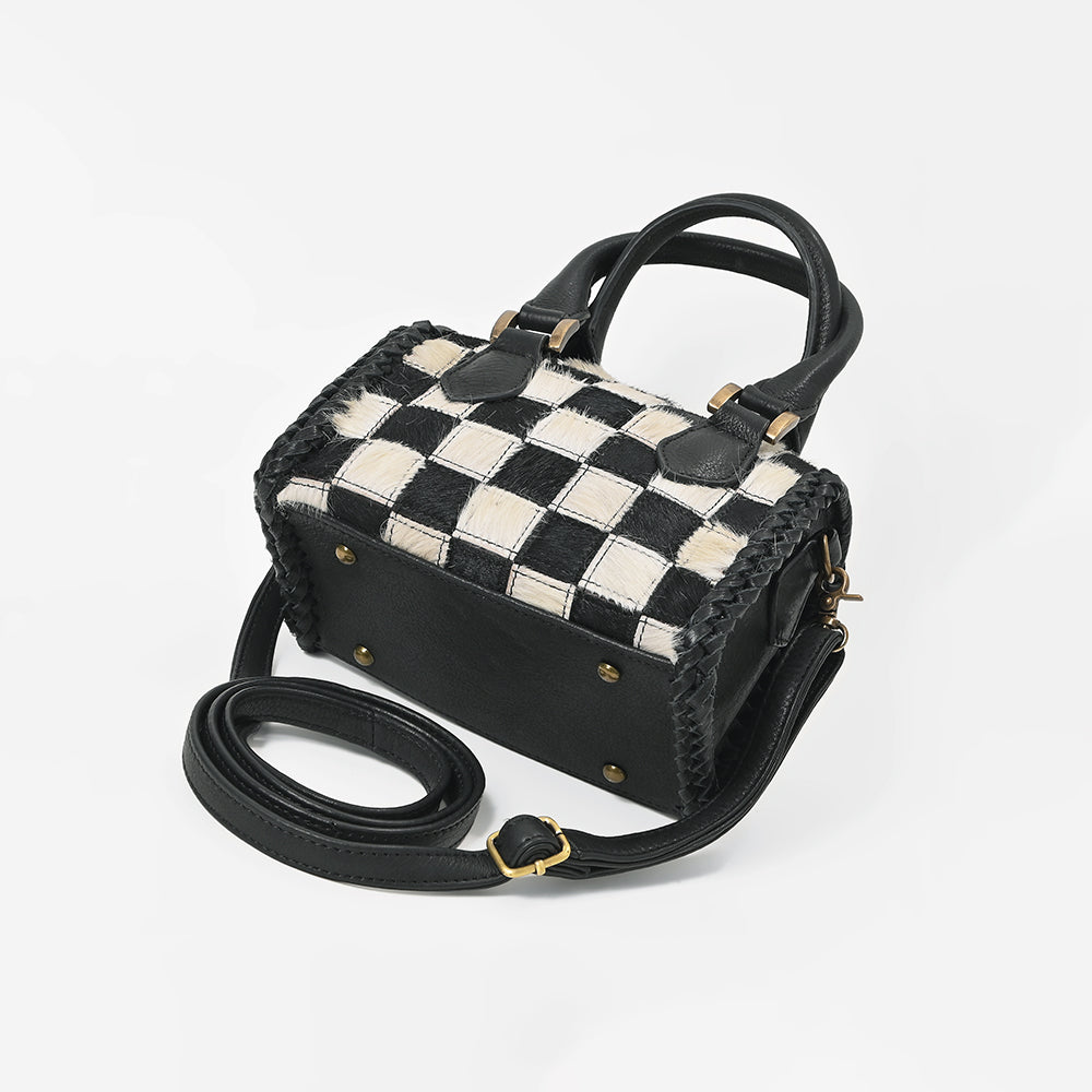 American Darling Hair-On Cowhide Leather Satchel Handbag for Women