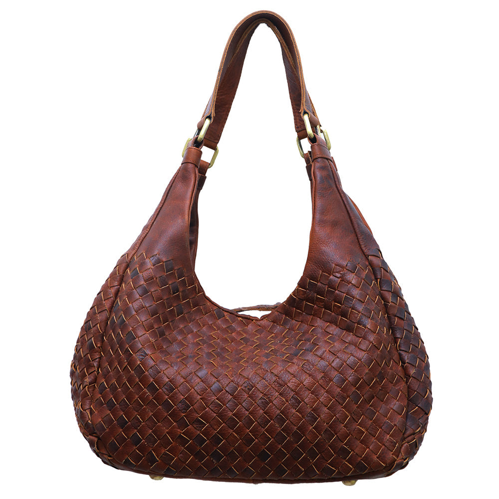 American Darling Genuine Leather Woven Hobo Shoulder Bag for Women - Brown Handwoven Leather Tote Purse, Premium Fashion Travel Gift