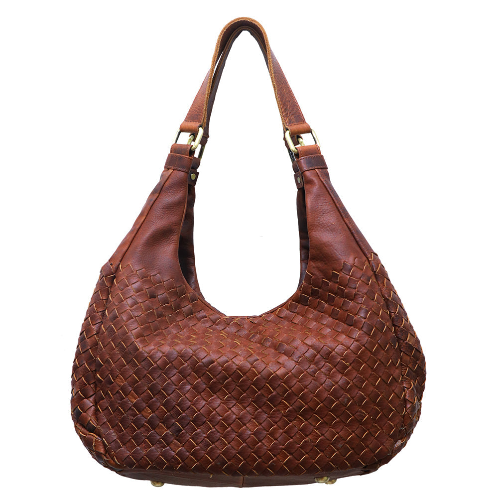 American Darling Genuine Leather Woven Hobo Shoulder Bag for Women - Brown Handwoven Leather Tote Purse, Premium Fashion Travel Gift