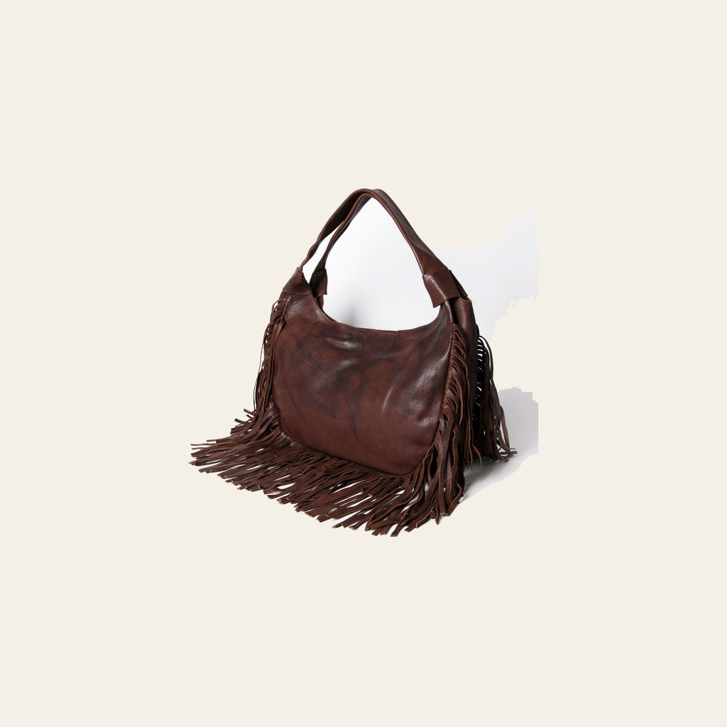 American Darling Genuine Leather Fringe Hobo Shoulder Bag for Women, Brown Western Boho Purse
