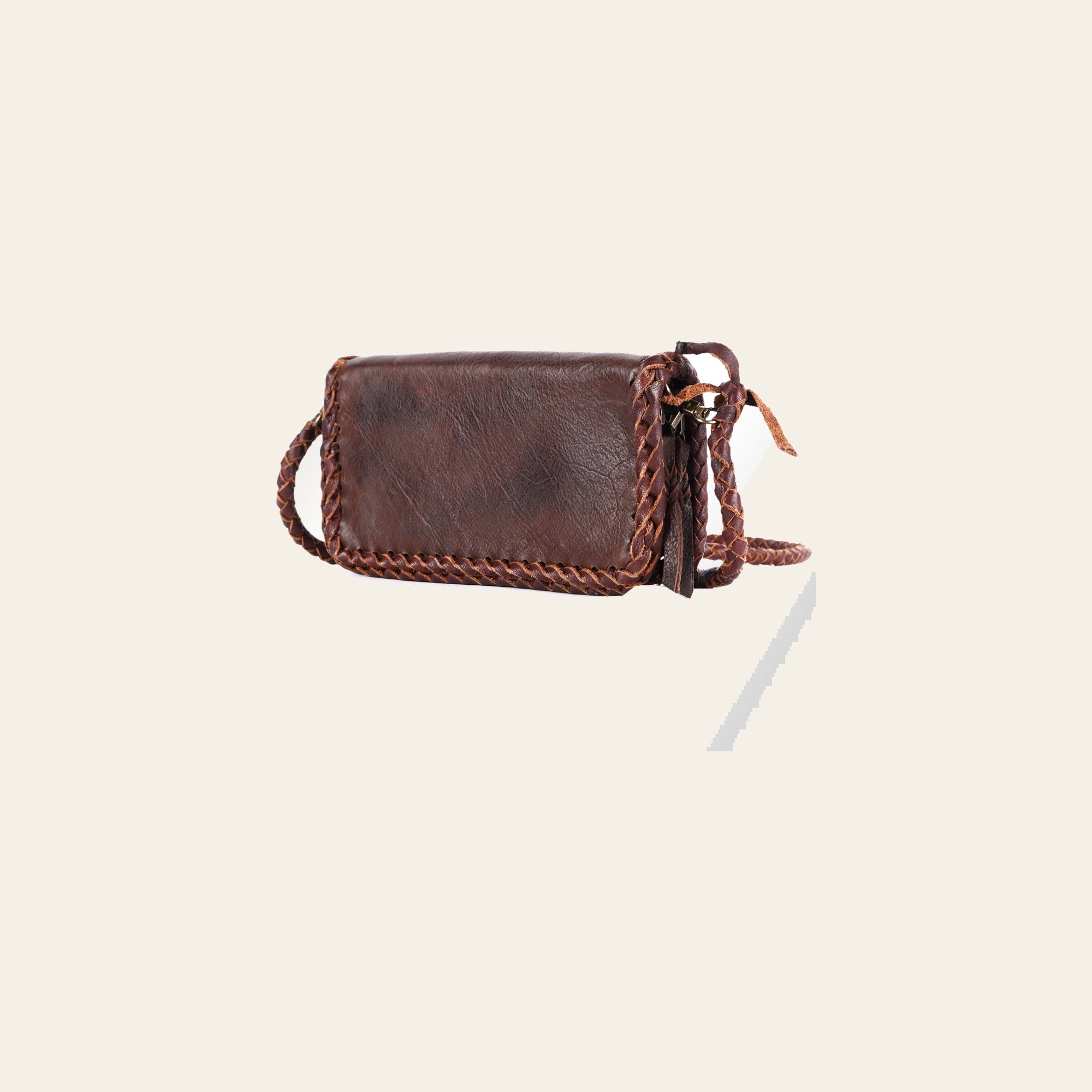 American Darling Organiser Bag Western Genuine Leather Handcrafted Purse with Braided Detail and YKK Zipper