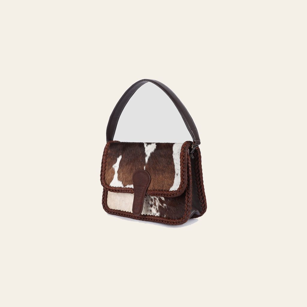 American Darling Shoulder Bag Western Hair-On Cowhide Genuine Leather Handcrafted Purse with Braided Trim and YKK Zipper