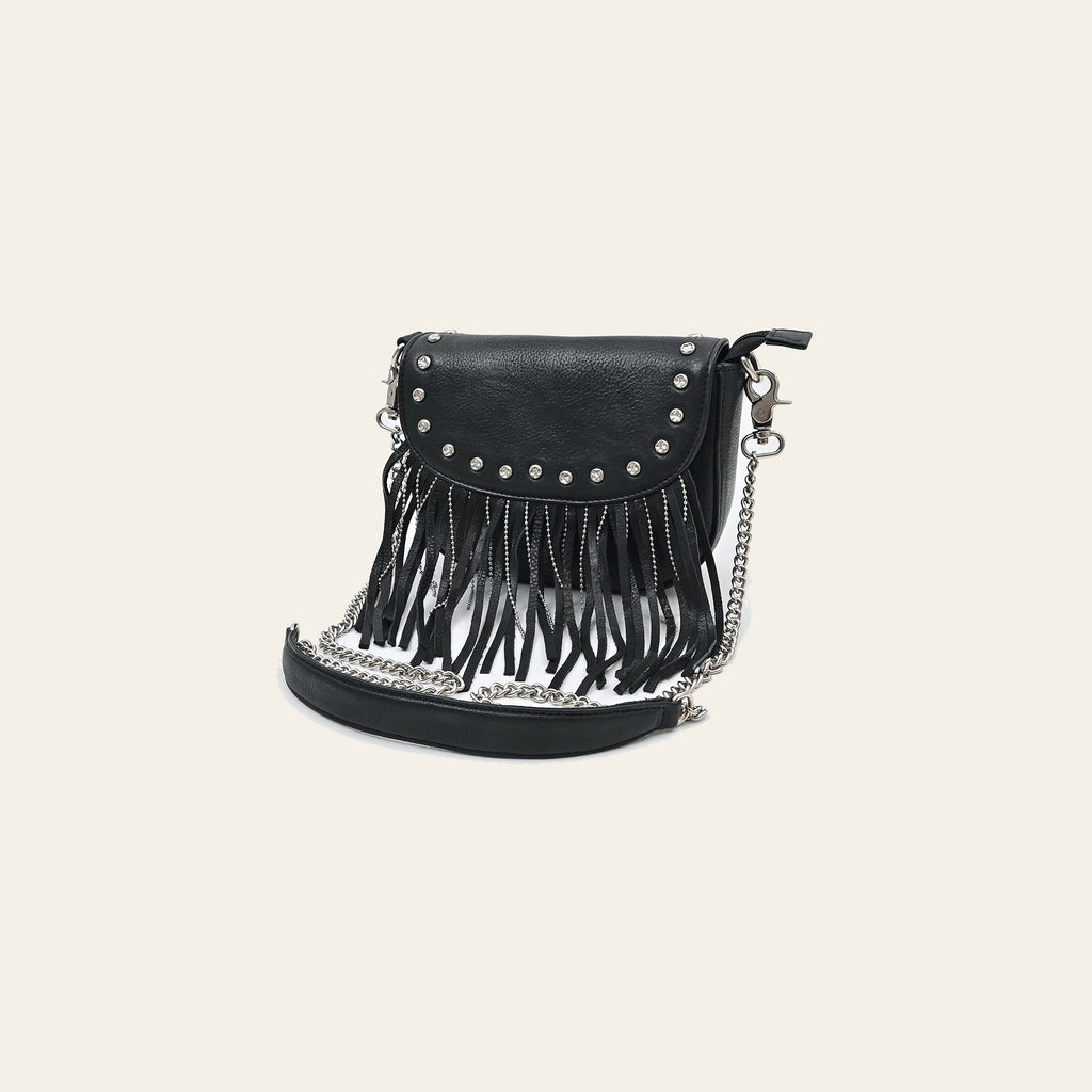 American Darling Small Cross body Bag Western Genuine Leather Purse with Riveted Accents Fringes and YKK Zipper for Women