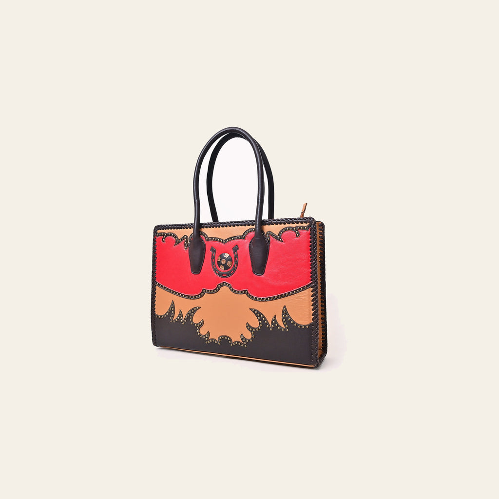 American Darling Tote Bag Western Genuine Leather Handbag with Rivetted Accents Braided Trim and Premium YKK Zipper