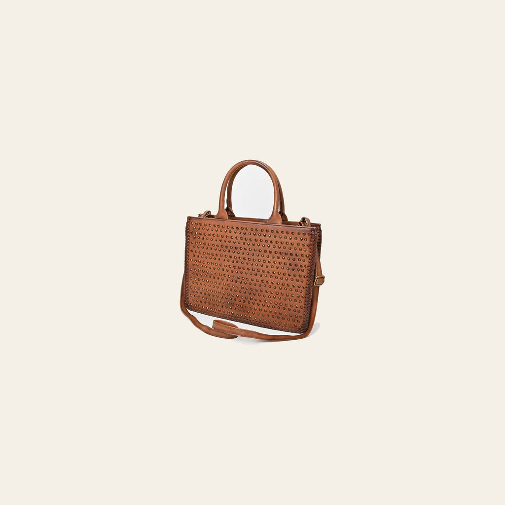 American Darling Premium Studded Leather Tote Bag with Dual Handles & Adjustable Strap – Stylish Western-Inspired